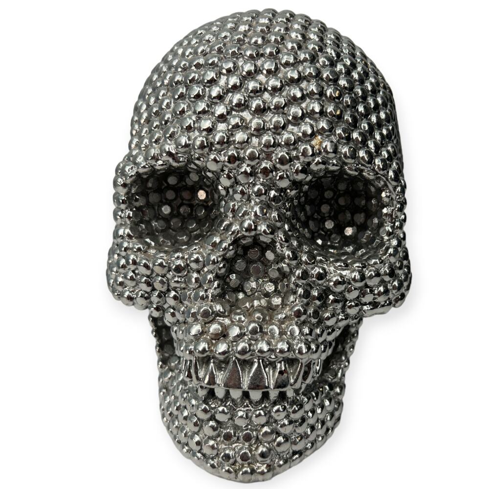 Decorative Skull Simple Pewter Studs Design. SILVER SKULL HALLOWEEN PROP